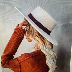 Vici Cream Suede Boater Hat NWT